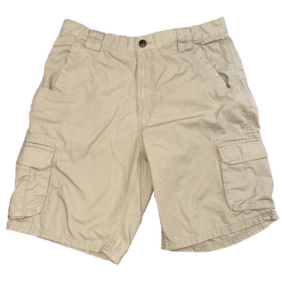 Schmidt Men's 38 Work Wear Shorts Cargo Tan‎ Khaki Rip Stop Grunge Gorpcore Y2K - Picture 1 of 7